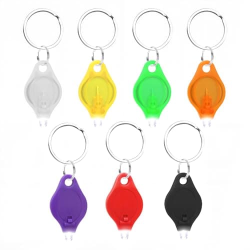 Image of 7Pc Mini Keyring Torch with Built in Batteries Portable Key Ring Torches LED Super Bright Mini Key Ring Torches Led Super Bright for Kids and Adults Key Chain Torch Light for Outdoor and Emergency