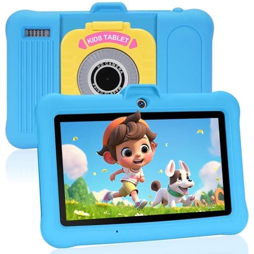 Image of 7 Inch Kids Tablet, Android 13 Tablet for Kids, 8 (3+5) GB RAM, 64GB ROM (TF 128GB), GMS Certified, Pre-Installed Apps, Parental Control, Toddler Tablets with WiFi, Shockproof Case with stand, Blue
