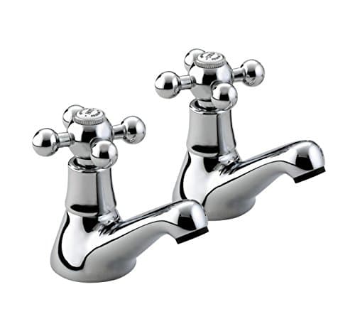 Image of Bristan Regency Basin Pillar Taps for Bathroom Sink, Brass Sink Faucet, Chrome - R 1/2 C