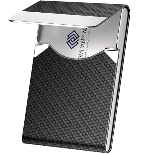 Image of DMFLY Business Card Holder, Metal Business Card Case Pocket, Card Holder for Women & Men, Professional PU Leather Business Card Holders RFID Blocking Name Card Holder Case with Magnetic Clasp