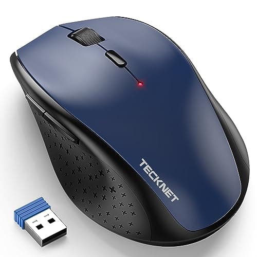 Image of TECKNET 2.4G Wireless Mouse for Laptop, 4800 DPI Optical Computer Mice with 6 Adjustable Levels, 30 Months Long Battery Life Cordless USB Silent Mouse for Notebook, PC, Office Home Work (Blue)