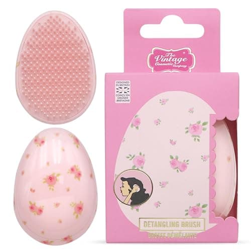 Image of The Vintage Cosmetic Company Rose Pink Detangling Brush for Women and Girls, Tangle-Free Hair Brush for Wet or Dry Hair, Suitable for All Hair Types