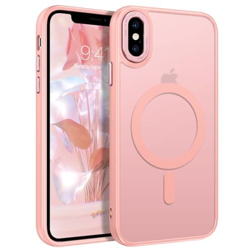 Image of BENTOBEN for iPhone XS Max Case Magnetic [Compatible with MagSafe], Translucent Matte Back Anti-yellow Slim Soft TPU Military Grade Shockproof Women Men Protective Phone Cover for iPhone XS Max, Pink