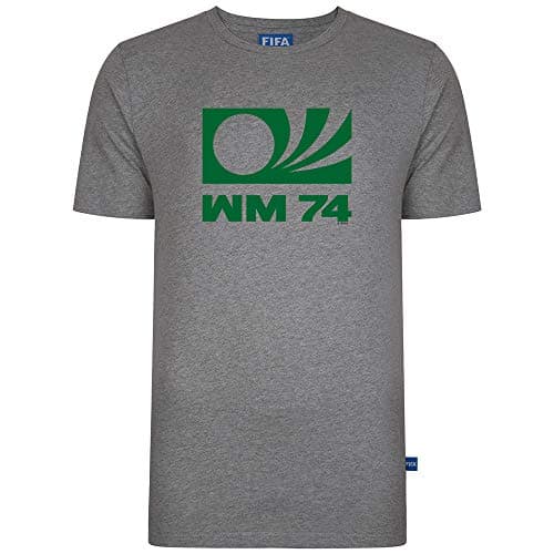 Image of Score Draw FIFA 1974 Logo T-Shirt Grey Small Polyester