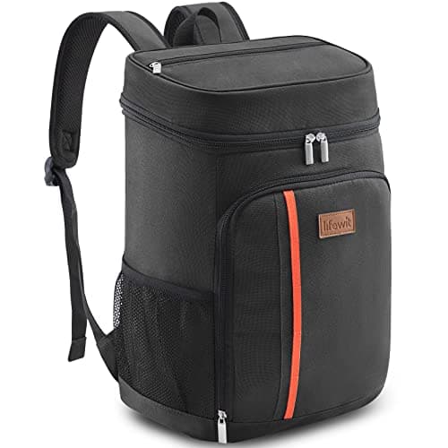 Image of Lifewit 30 Cans Backpack Cooler Waterproof Insulated Soft Lunch Backpack Lightweight Leakproof Cooler Bag for Men Women Adults for Work Picnics Beach Camping Travel Outdoor Activities, Black