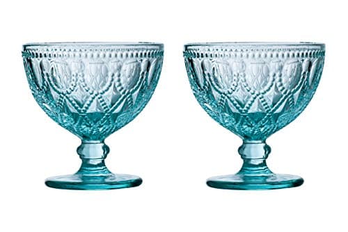 Image of Premier Housewares Fleur Sundae Dishes, Glass, Blue, 11 x 11 x 11 cm
