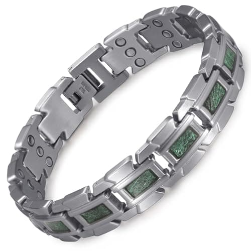 Image of RainSo Stainless Steel Magnetic Bracelet for Men - Scorpion Claw Design Adjustable Cuff | Silver & Green Jewellery with Luxury Gift Box