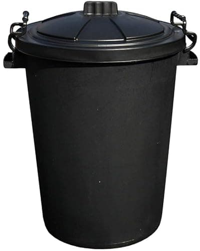 Image of Neat. Garden Bin 50L – Heavy Duty Plastic Dustbin with Clip Lock Lid, Bright Coloured Indoor & Outdoor Rubbish Bin, 50L Litre Waste Container, Versatile Trash Can for Home, Black, Pack of 1