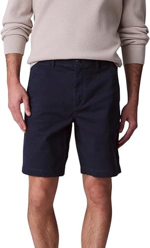 Image of Calvin Klein Men’s Classic Cotton Knee Length Chino Shorts, Blue (Dark Sapphire), 33W