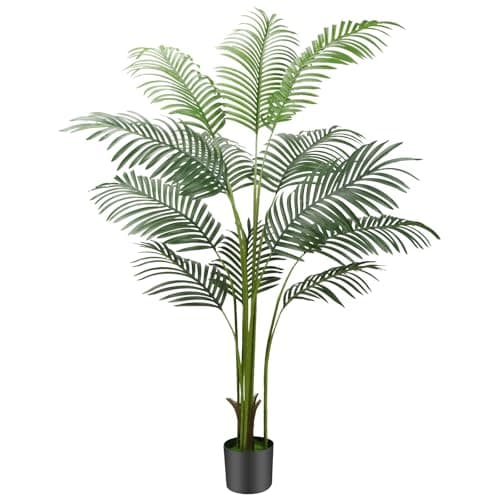 Image of Sweetmirth 160cm Artificial Plants Palm Tree Indoor, 5.3FT Tall Fake Faux Areca Tropical Palm Tree,Large Artificial Plants Outdoor in Pot with Lifelike Leaves for Modern Home Living Room Office Decor