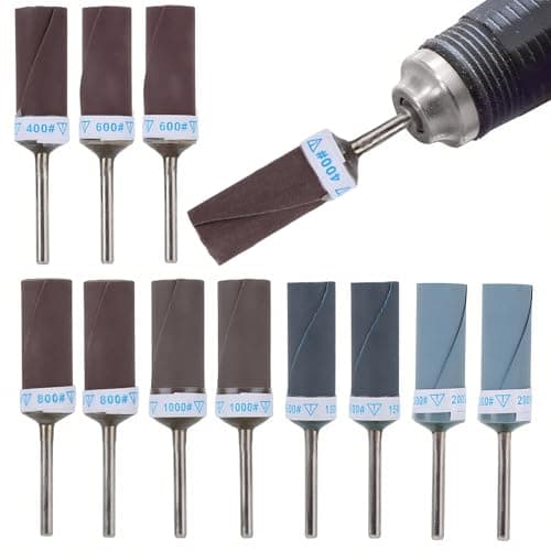 Image of 12pcs 400-2000 Grit Sanding Drums for Dremel Rotary Tool, Rotary Tool Bits Sander Set Bands Mandrels for Wood Plastic Metal Grinding Polishing