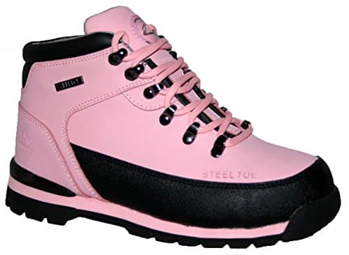Image of Ladies, Womens, Groundwork Steel Toe-cap Lace-up Safety Work Boots Sizes 3-8 (6 UK, Pink, numeric_6)