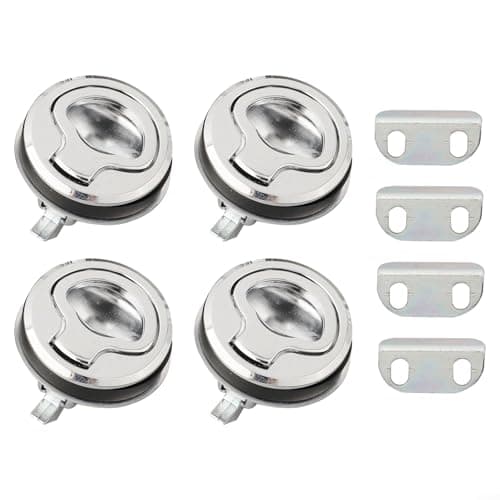 Image of Zilimontt Marine Boat Flush Pull Hatch Slam Latch Cabinet Lock Door Handle Alloy Embedded Locker Hardware With 1.77 Inch Diameter For RV Motorhome Shower Room Bathroom(4Pcs)