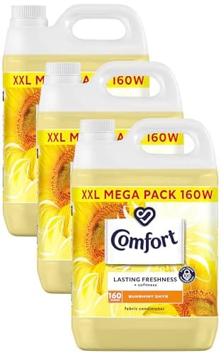 Image of Comfort Sunshiny Days Fabric Conditioner with Stay Fresh technology for 100 days of freshness + fragrance* 4.8 L (160 washes) (Pack of 3)