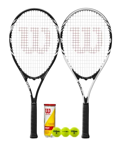 Image of Wilson 2 x Pro Staff Precision XL Tennis Rackets + 3 Tennis Balls
