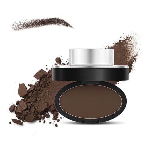 Image of Waterproof Eyebrow Stamp Kit with Smudge-Proof Powder & Stencil, 1-Second Application for Natural Brows, Long-Lasting Dark Tint Brow Pomade, Beginner-Friendly & Easy-to-Use Press Design (Dark Brown)
