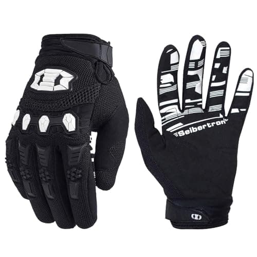 Image of Seibertron Unisex MX ATV MTB Racing Gloves - Full Finger Touchscreen Glove for Bicycle Cycling Mountain Biking Motorcycle and Motocross Black L