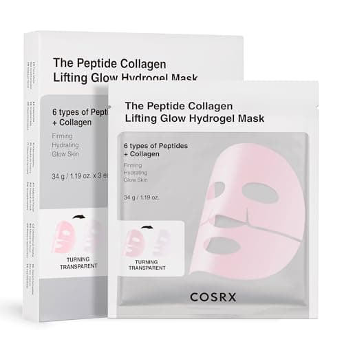 Image of COSRX Peptide Collagen Lifting Glow Hydrogel Face Masks Skincare, Korean Collagen Face Mask, Overnight Lifting Care, Glass Glow Face Mask for Deep Hydration, Korean Skincare, Pack of 3