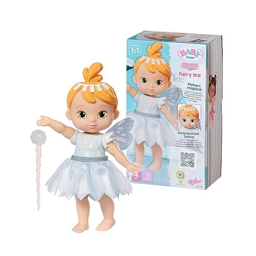 Image of BABY born 4001167831816 Storybook Fairy Ice Ice-18cm Fluttering Wings-Includes Doll, Wand, Stand, Backdrop and Picture Booklet-Suitable for Children Aged 3+ years-831816