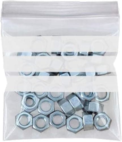 Image of Grip Seal Bags with Write On Panel - 5.5" x 5.5" Clear Resealable Plastic Bags for Storage & Packaging (100 Pack) - Sabco