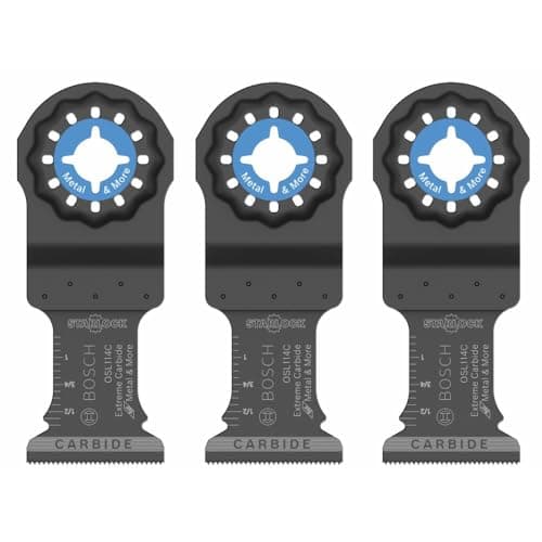 Image of BOSCH OSL114C-3 3-Pack 1-1/4 in. Starlock Oscillating Multi Tool Metal & More Carbide Extreme Plunge Cut Blades for Cutting Iron Bar, Metal, Wood with Nails, Drywall and Tile