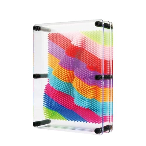 Image of 3D Pin Art Toy, Large Size 6" x 8" 3D Pin Art Board, Home Office Decoration, Unique Rainbow Design for Kids and Adults