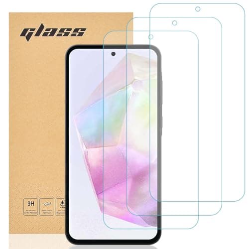 Image of Totill Tempered Glass for Samsung Galaxy A35 Screen Protector, [3 Pack] [Easy install] [Case Friendly] [Crystal Clarity] Comfortable Round Edge, Shockproof Scratchproof oilproof Screen Protectors