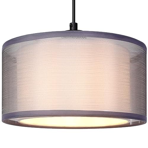 Image of Giggi 2-Tier Small Lamp Shades Ceiling, Modern Grey Light Shade, Lampshades for Ceiling Lights, Table Lamps & Floor Lamps, Shade Living Rooms, Kitchen, Bedroom, Hallways Lounges (GG-LI018GR)