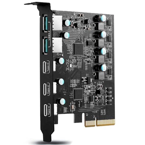 Image of YEELIYA PCIe USB 3.2/3.1 Gen 2 Card (3X USB Type C-2x Type-A) PCIe Expansion Card Internal USB3 Hub for Desktop PC Support Windows 10/8/7 and Mac OS