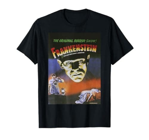 Image of Universal Monsters Distressed Frankenstein Movie Poster T-Shirt