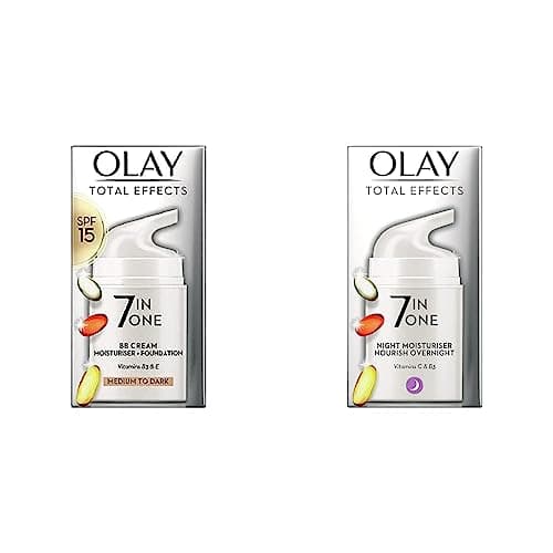 Image of Olay Total Effects 7in1- BB Cream (Medium to Dark) with SPF15 and Niacinamide + Night Moisturiser with Niacinimide: (2x50ml)