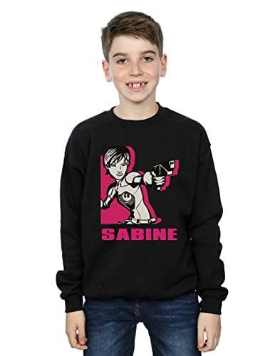 Image of Absolute Cult Star Wars Boys Rebels Sabine Sweatshirt Black 9-11 Years