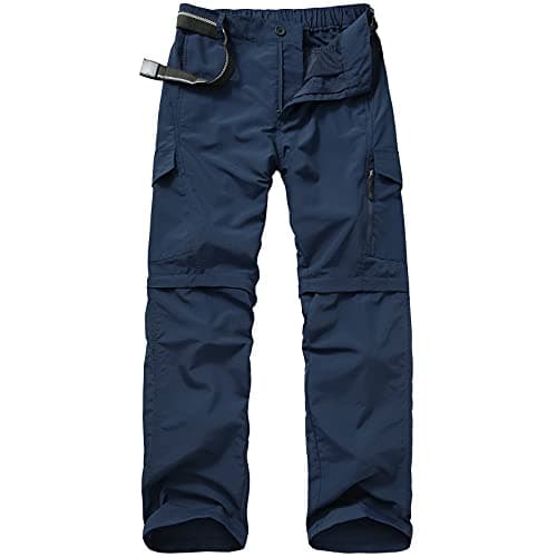 Image of Jessie Kidden Hiking Walking Trousers Men,Quick Dry Convertible Lightweight Breathable Waterproof Outdoor Fishing Work Zip Off Cargo Pants #6088 Blue-30