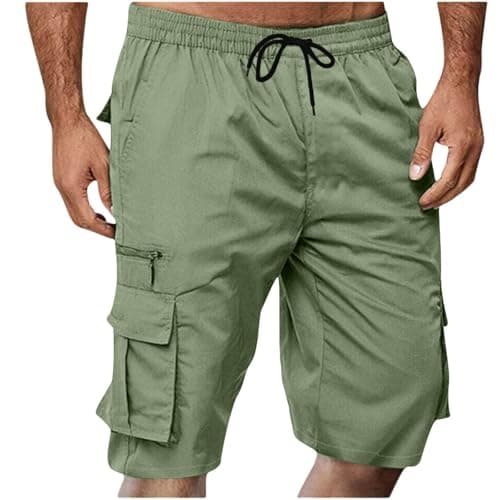 Image of Aopir Men's Summer Cargo Shorts Elastic Waist Comfortable Lightweight Shorts with Multi Utility Pockets Everyday Casual Wear