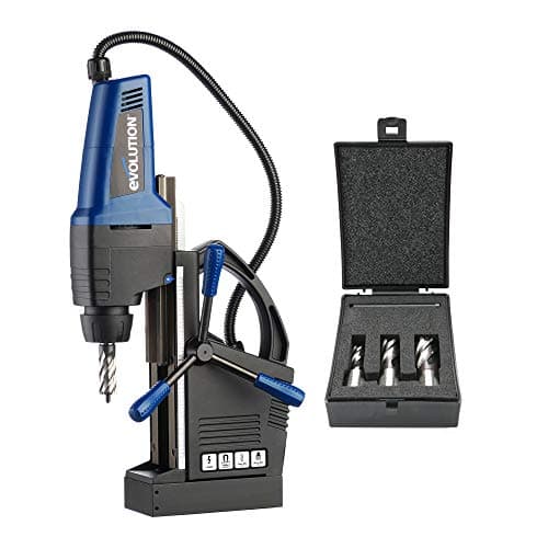 Image of Evolution Power Tools EVOMAG42 - Industrial Steel Magnetic Drill, 42 mm (230 V) with 3x Short Series Drilling Cutter Kit, 25 mm