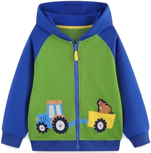 Image of TEDD Boys Hoodies Zip for Kids Jumper Cotton Jacket Top Sweatshirts Long Sleeve T Shirt Casual Toddler Clothes Autumn Winter Tag Size 140 = 7-8 Years Blue - Green