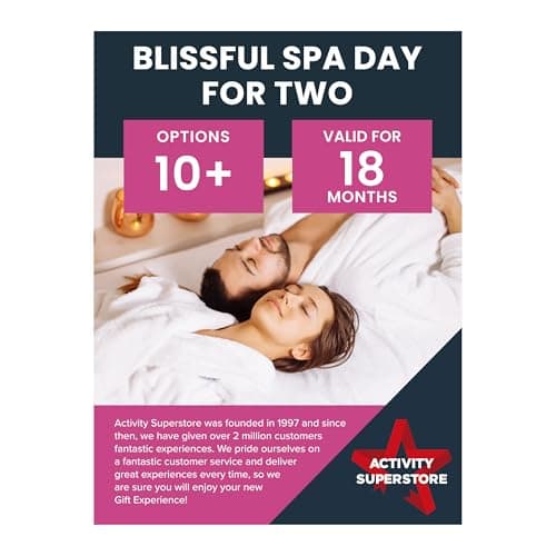 Image of Activity Superstore Blissful Spa Day for Two, Available at 10+ Options, 18-month Validity, Experience Days, Spa Gifts, Couples Gifts, Spa Treatment Days Retirement Gifts, Birthday Gifts