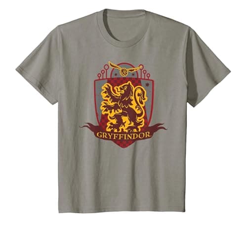 Image of Harry Potter Gryffindor Chest Badge T-Shirt, Youth, Slate Grey, Small