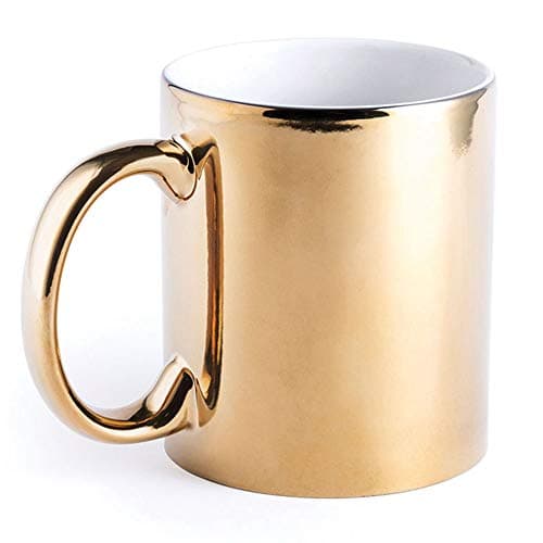 Image of eBuyGB 1333398 Metallic Large 350ml Ceramic Tea Coffee Mugs (Gold)