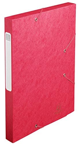 Image of Exacompta - Ref 18509H - Cartobox Pressboard Filing Box - 25 x 33cm, Suitable for A4 Documents, Elastic Straps on 2 Corners, 25mm Spine, FSC-Certified - Red