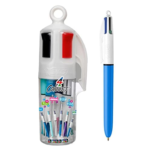 Image of BIC 4 Colours Assorted Retractable Medium Point (1.0 mm) Ballpoint Pens, 6 Pens And Each Pen Contains 4 Colours