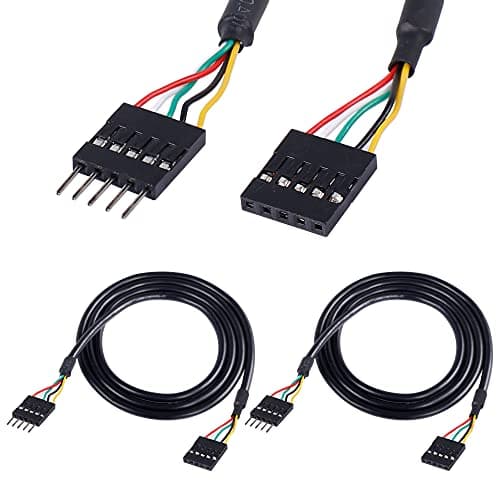 Image of MEIRIYFA 5Pin USB IDC Header Extension Cable, 2.54 Dupont 5-Pin Male to Female Motherboard Header Cable for USB Ports, Expansion Cards - 1M (2 Pack)