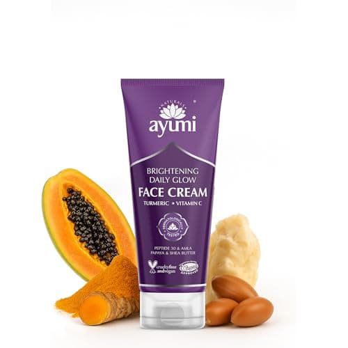 Image of Ayumi Turmeric & Shea Butter Face Cream | Brightening Face Cream with Vitamin C | Moisturising Cream for Dull Skin | Face Moisturiser with Papaya Extracts | Argan Oil for Damaged Skin | 1x100ml
