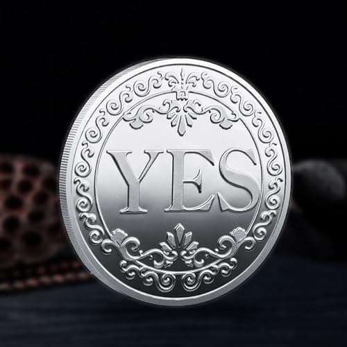 Image of Yes No Challenge Coins Lahviuu Yes or No Decision Coin Commemorative Ornaments Prediction Decision Coins Souvenir Collection Coin, Silver(Style 1)