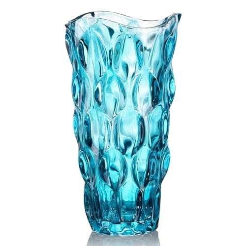 Image of CEMABT Glass Vases for Flowers,Thickened 3.4 lb Morden vases for Tables Centerpieces, vase for Home Decor, Crystal,Colorful,Vintage and Clear Rose Large Vases Christmas Day Gifts(Blue)