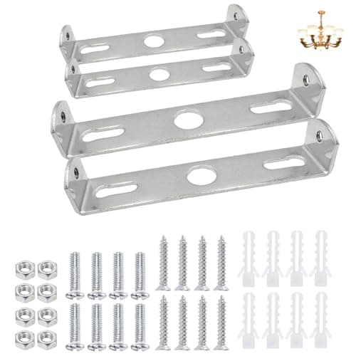 Image of 4 Pack Ceiling Light Brackets, Stainless Steel 100mm & 110mm Pendant Light Fitting Kit with Screws, Universal Light Fixture Mounting Bracket for Chandelier, Wall Sconce, Home & Office Installation