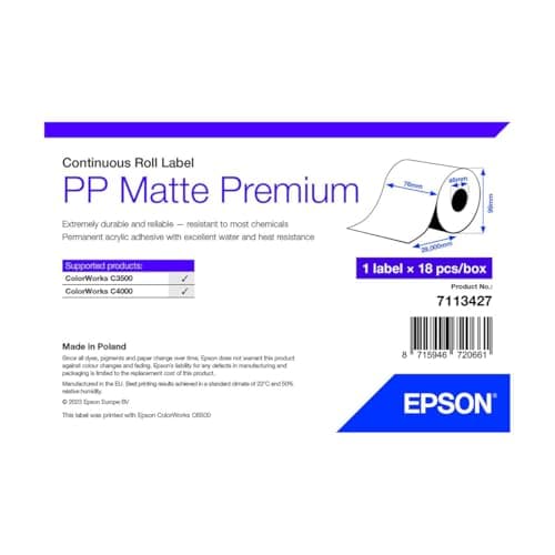 Image of Specials/Other Brand EPSON Model Epson 7113427 Printer Label White Self-Adhesive Printer Label