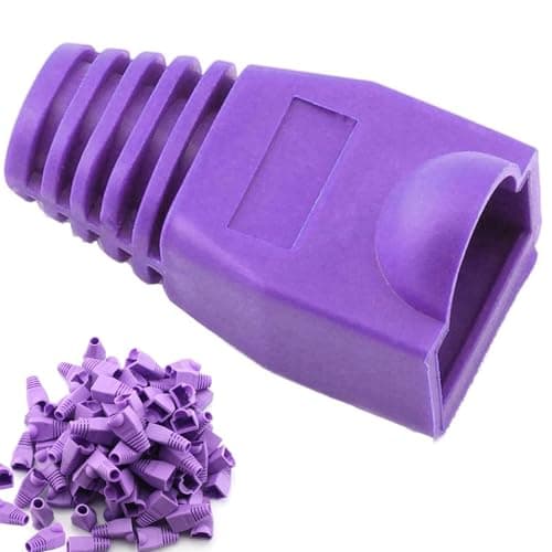 Image of 100 Pcs RJ45 Connector Ethernet Cable Color Coded Strain Relief Boots Purple