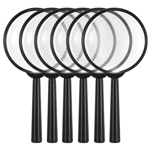 Image of 6 Pcs Mini Magnifying Glass for Young People, 5X Colorful Magnifier Plastic Hand Lens for Reading Researching Party Favors Educational Tools(Black)