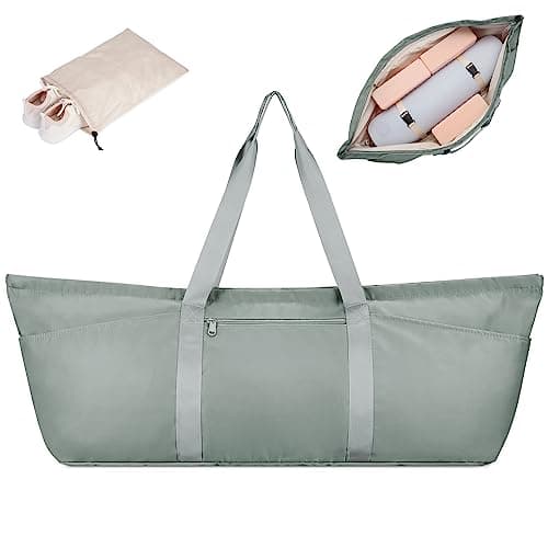 Image of sportsnew Gym Bag Womens Large Yoga Bag for Yoga Mat and Blocks with Shoes Bag and Wet Compartment Ladies Pilates Mat Bag with Adjustable Mat Strap, Greenish Grey